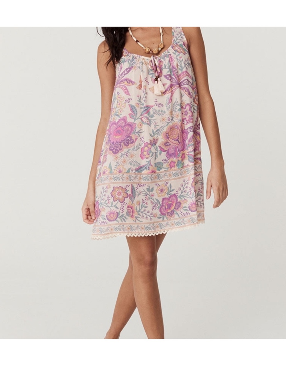 Spell Mojave Lily Mini Dress Opal with Tassels